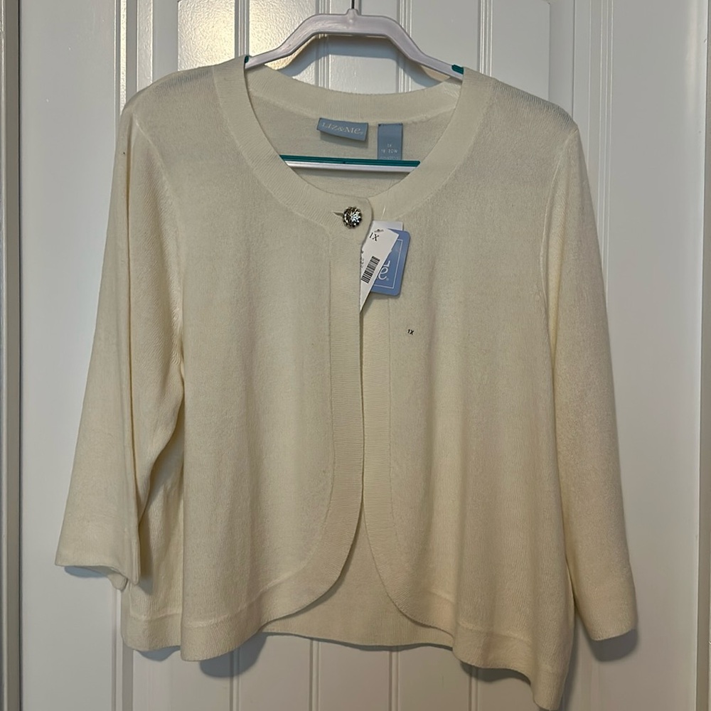 Liz and Me 1X 18/20W white sweater